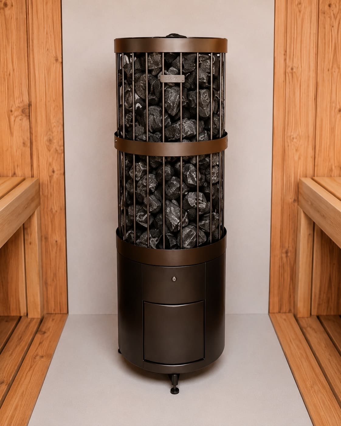 Sauna heater with a full set of stones